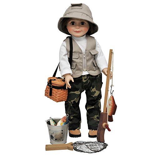 The Queens Treasures 18 Inch Doll clothes,Hiking Boot Shoes,and Accessories Sized to fit American girl,Fishing Set Includes camo Pants,Shirt,Hat, Vest, and Hiking Boots Plus Pole and More!