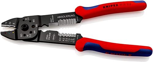 KNIPEX 97 21 215 Crimpzange mit Mehrkomponenten-Hüllen schwarz lackiert 230 mm