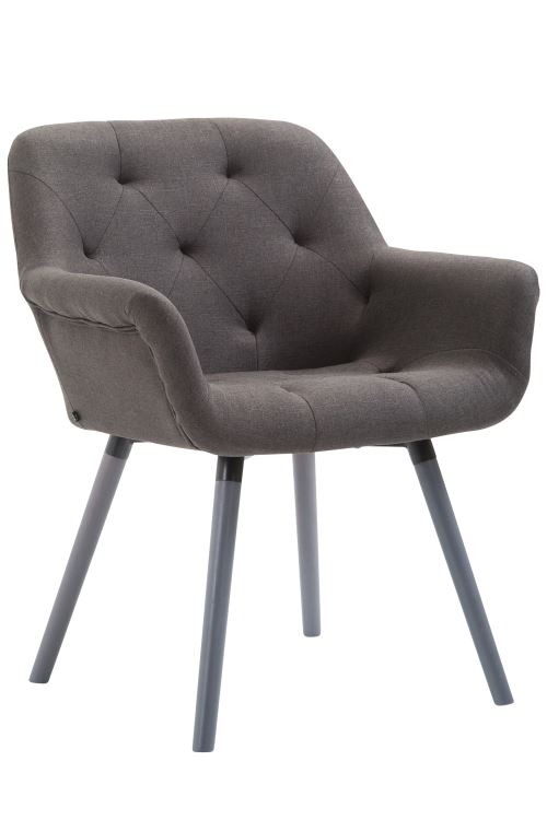 Chaise de Salle à manger Cassidy- Chaise élégante avec revêtement en tissu - Piètement Bois de Hêtre Gris - Couleur Gris foncé