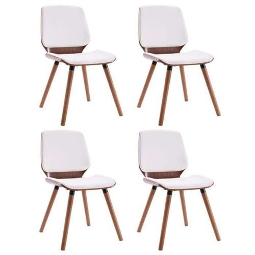 vidaXL Chaises à manger lot de 4 blanc similicuir
