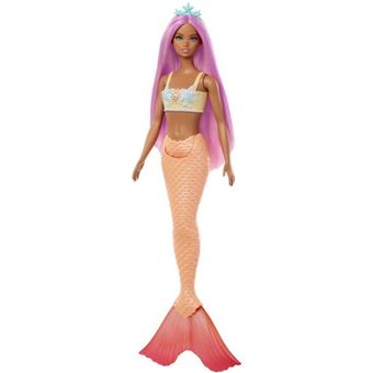 Barbie - Mermaid Doll With Pink Hair, Soft Orange Tail And Headband Accessory - 1
