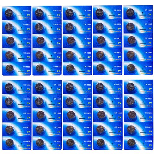Lot de 50 Piles bouton plates lithium type CR1632 3V compatibles BR1632/BR 1632/BR-1632/CR1632/CR 1632 - Visiodirect -
