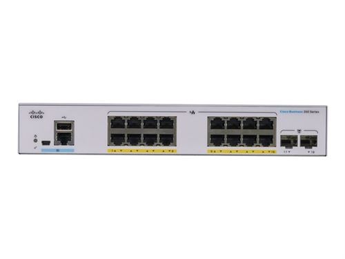 Cisco Business 350 Series CBS350-16FP-2G - Commutateur - C3 - Géré - 16 x 10/100/1000 (PoE+) + 2 x Gigabit SFP - Montable sur rack - PoE+ (240 W)