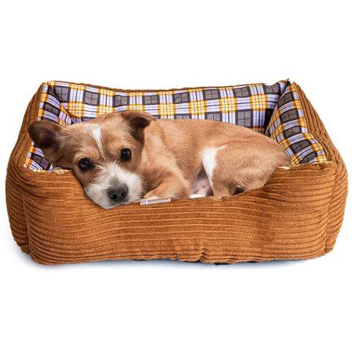 Panier pour Chien Chat KZ GARDEN Marron Coussin Anti Stress Vintage Chiot Lit Confortable Lavable Animaux de Compagnie