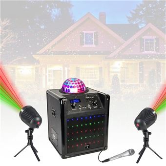 Enceintes, baffle et amplis DJ Party Light & Sound Pack Enceinte Karaoke  sur batterie Bluetooth USB SD BOOST-KUBELED-BK - 2 Micros sans fil - 1 Micro  Filaire - Télécommande - Enfant