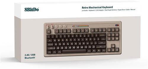 8BitDo Retro Mechanical Keyboard C64 Edition (Clavier Qwerty 87 touches - DISPOSITION ISO / ISO LAYOUT)