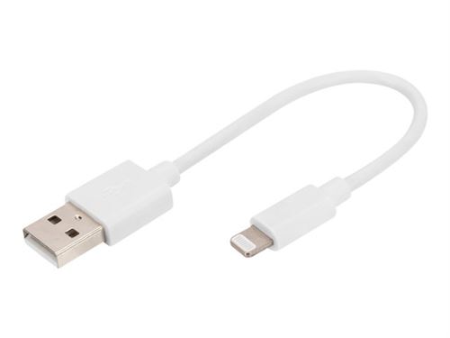 DIGITUS - Lightning-kabel - USB male naar Lightning male - 15 cm - dubbel afgeschermd - wit - voor Apple 10.2-inch iPad; AirPods Max; AirPods Pro; iPhone 11, 12, 13, SE