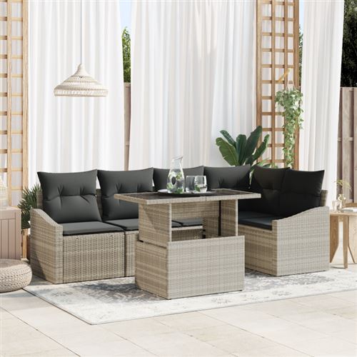 Vidaxl - Set Divano Da Giardino Con Cuscino 6 Pcs Beige Grigio Scuro