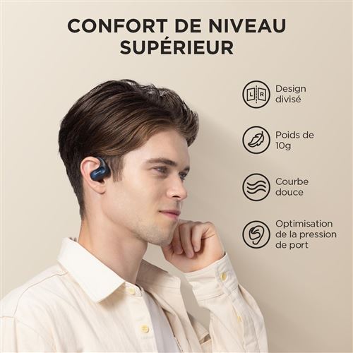 Casque Sport 1MORE Fit SE S30 Bluetooth - 30h Autonomie - IPX5 - Micros Intégrés - Noir