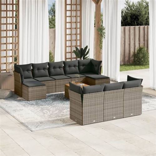 Vidaxl Gris Salon De Jardin 11 Pcs - Image 2