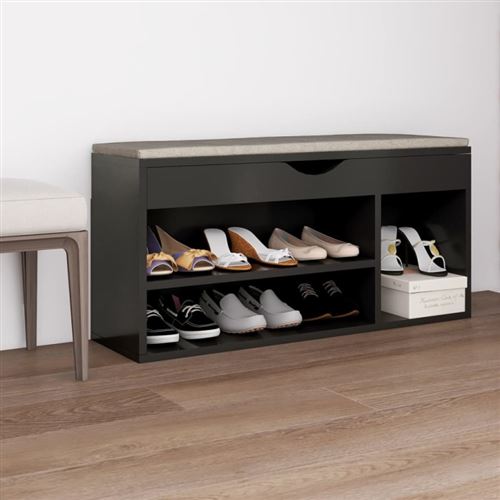 vidaXL Banc à chaussures avec coussin Gris 104x30x49 cm Aggloméré
