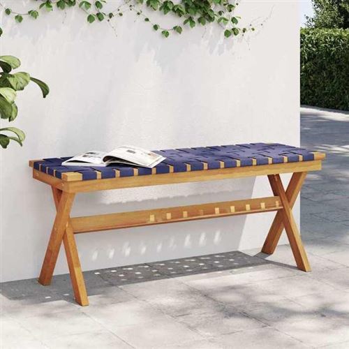 Vidaxl Bleu Banc De Jardin Foncé Bois Massif D'acacia Et Tissu - Image 3