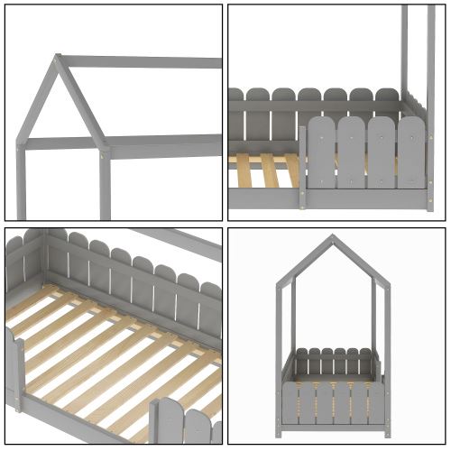 Lit pour enfant 90 x 200 cm avec matelas - 3 à 12 ans - En bois massif -  Avec protection anti-chute et sommier à lattes - 200 x 90 cm - Blanc :  : Cuisine et Maison