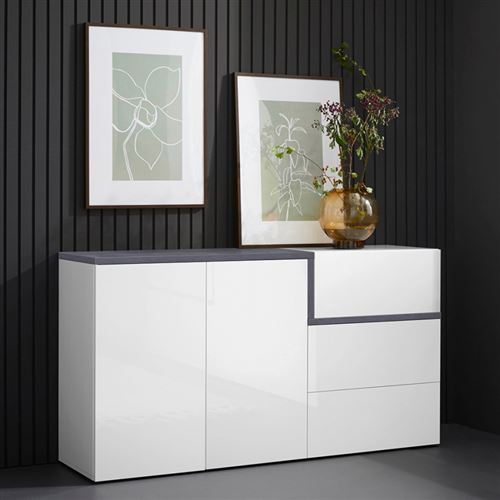 Buffet 150cm 2 Portes 3 Tiroirs Entrée Design Zet Bolan Ardesia