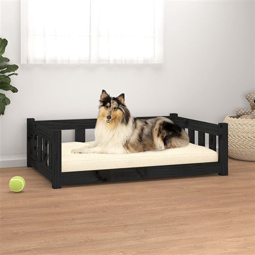 Comparer les prix de vidaXL Lit pour chien Noir 95,5x65,5x28 cm Bois de pin solide  820201