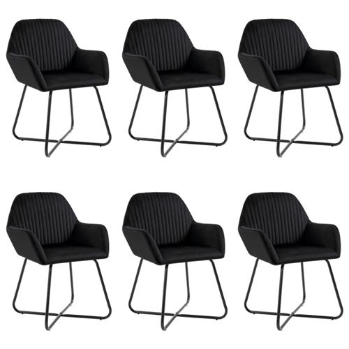 Non Communiqué Noir Chaises À Manger Lot De 6 Velours