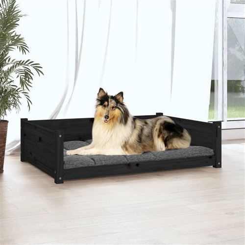 vidaXL Lit pour Chien Noir 95,5x65,5x28 cm Bois de Pin Solide Canapé Couchage