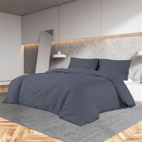 vidaXL Ensemble de housse de couette Anthracite 200x220 cm Coton