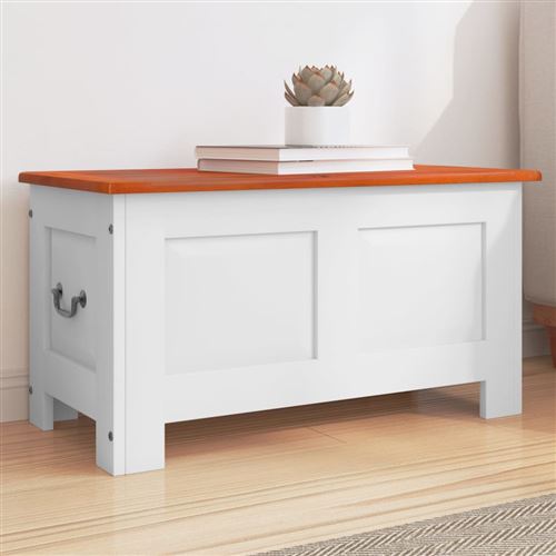 vidaXL Coffre de rangement et couvercle marron et blanc bois d'acacia364918