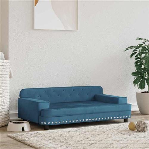 Comparer les prix de vidaXL Lit pour chien bleu 90x53x30 cm velours