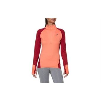 T-shirt à manches longues femme asics ls winter 1/2 zip corail (taille l - us) - 1