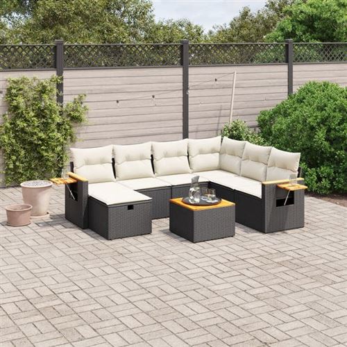 Vidaxl Noir Salon De Jardin 8 Pcs Avec Coussins - Image 2