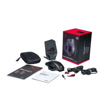 ASUS ROG Spatha X - Souris - pour droitiers - optique - 12 boutons - sans fil, filaire - USB, 2.4 GHz - noir