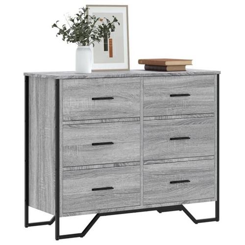 Non Communiqué Gris Vidaxl Commode Sonoma 91X35,5X74,5 Cm Bois D'ingénierie 3295305