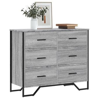 vidaXL Commode sonoma gris 91x35,5x74,5 cm bois d'ingénierie 3295305 - 1