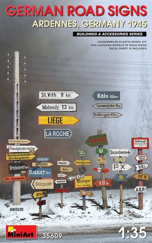 German Road Signs Ww2 (ardennes, Germany 1945) - 1:35e - Miniart