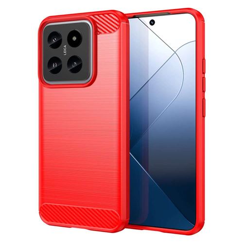 Coque pour Xiaomi 14 5G - housse etui silicone gel carbone + verre trempe - ROUGE - htdmobiles
