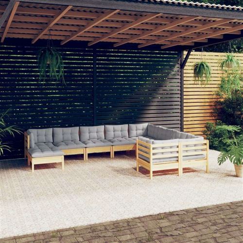 Non Communiqué Bois Salon De Jardin Vidaxl 11 Personnes 10 Pieces