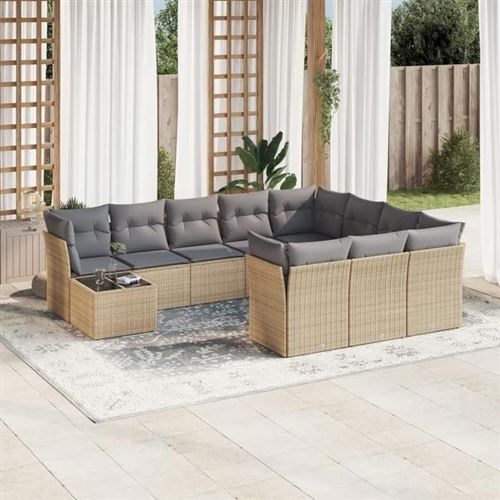 Non Communiqué Beige Salon De Jardin Modulable Vidaxl Rotin 11 Pieces X 289 X 69 10 Personnes
