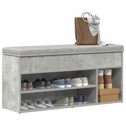 Vidaxl Gris Banc À Chaussures Béton 102X30,5X45 Cm Bois D Ingénierie - Image 3