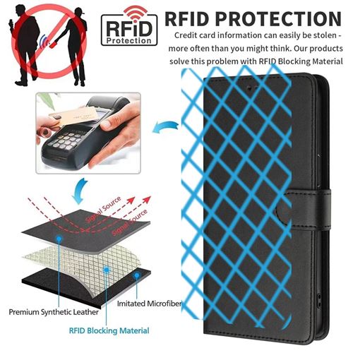Housse Portefeuille Pour Doogee N40 Pro - Étui Rabat Similicuir Avec 3 Fentes Cartes - Protection 360°, Noir
