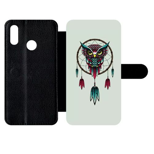 Etui My-Kase pour P smart 2019 - dreamcatcher hibou tribal - Simili-cuir Noir