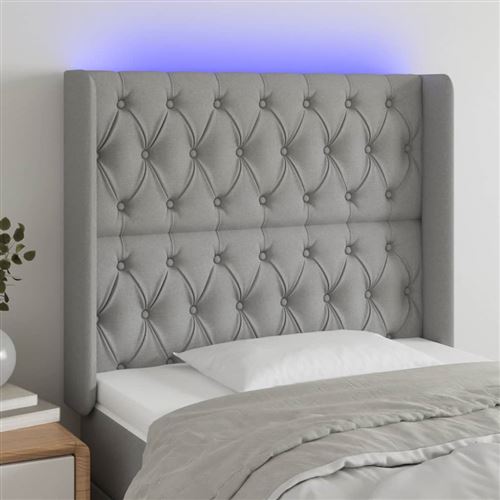 vidaXL Tête de lit à LED Gris clair 103x16x118/128 cm Tissu3124374
