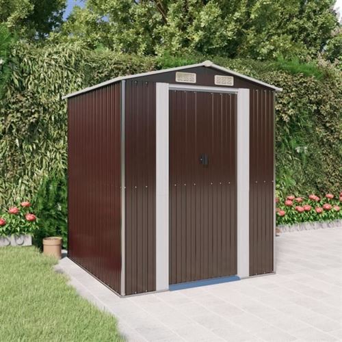 Vidaxl - Abri de jardin Marron fonc&eacute; 192x191x223 cm Acier galvanis&eacute;