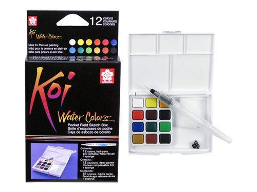 SAKURA Peinture aquarelle Koi Water Colors Sketch Box 12