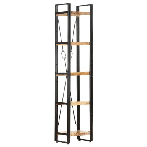 Non Communiqué Bois Naturel Avec Cadre Noir Bibliothèque À 5 Niveaux 40X30x180 Cm Bois De Manguier Massif