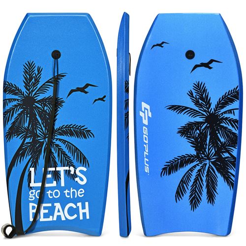Bodyboard COSTWAY - Planche de Surf en XPE Imprim&eacute; Cocotier Bleu - Charge 85KG - 105x51x6CM
