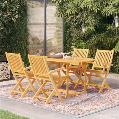 Non Communiqué Bois De Teck Vidaxl Ensemble De Salle À Manger De Jardin 5 Pcs Massif