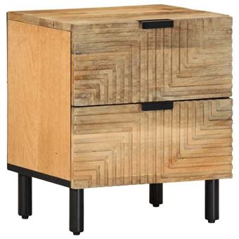 vidaXL Table de chevet marron 40x33x46 cm bois de manguier solide, armoire de lit, meuble de chambre à coucher, table de 4017718 - 1