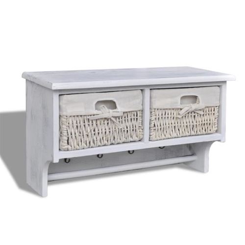 vidaXL Porte-manteau Blanc 60x23,5x33 cm Bois de Paulownia