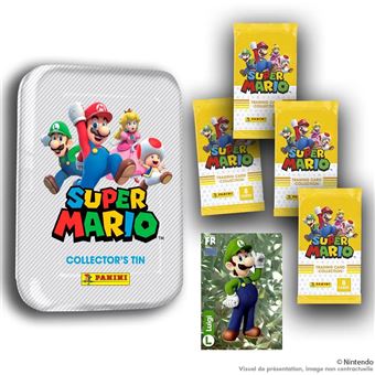 Jeu de cartes Panini Super Mario TC Boîte en métal avec 4 pochettes