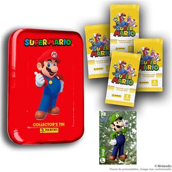 Jeu de cartes Panini Super Mario TC Boîte en métal avec 4 pochettes