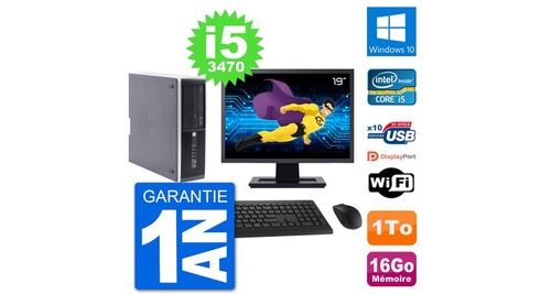 Pc hp compaq pro 6300 sff ecran 19" i5-3470 ram 16go disque 1to windows 10 wifi