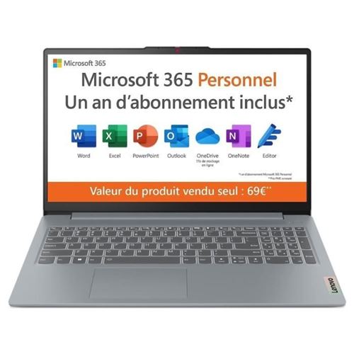 PC Portable Ideapad Slim 3 15Ian8 | Windows 11 - 15 Fhd - Intel N100 - Ram 4 Go - SSD 128Go - Azerty