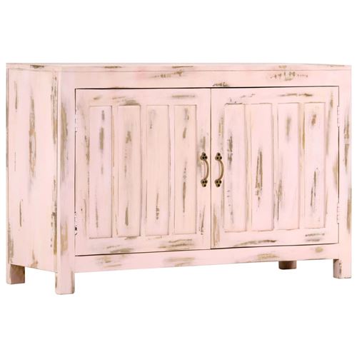 vidaXL Buffet Rose clair 110 x 35 x 70 cm Bois de manguier massif