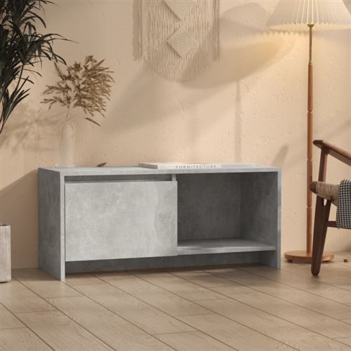 vidaXL - Meuble TV - Gris Béton - 90x35x40 cm - Image 3